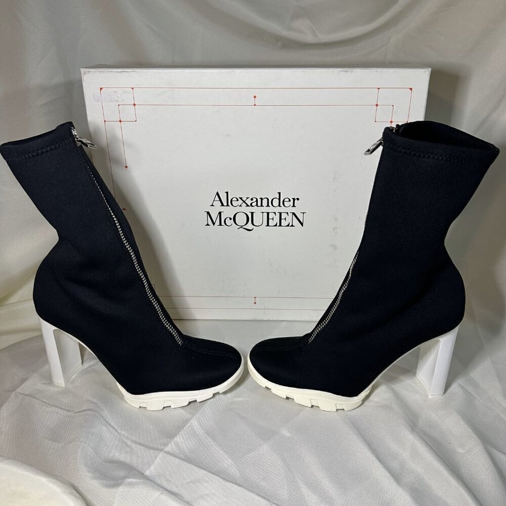 Alexander McQueen Neoprene Zip Booties 37.5 EU NWT - Picture 2 of 11